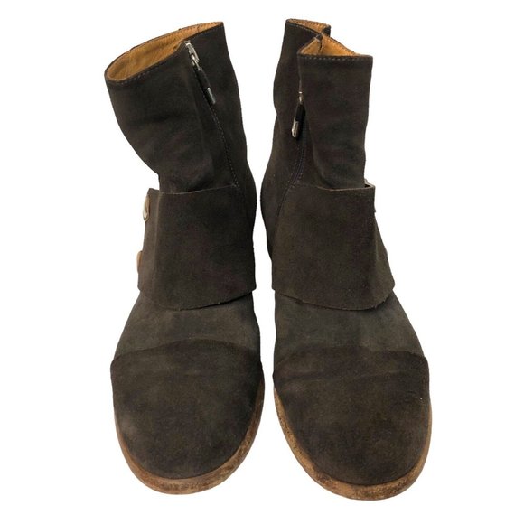 Alberto Fermani Brown Leather Suede Side zip Ankle Boot Retro Rustic Western 37 - Picture 4 of 7